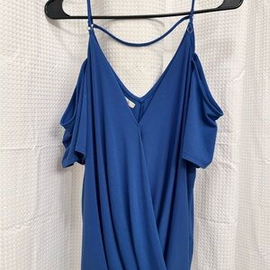 Elegant Blue Women's Cold Shoulder Top
